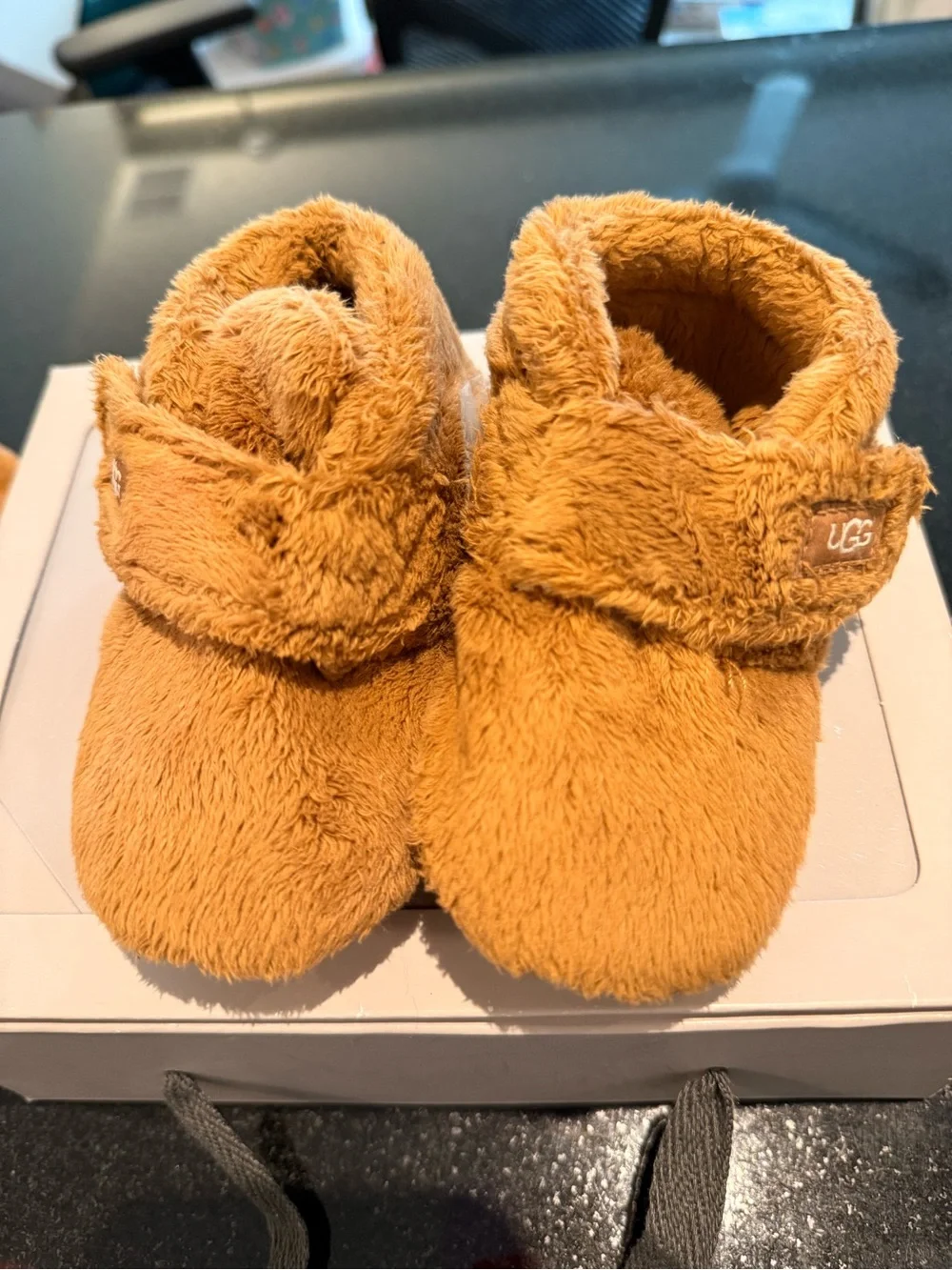UGG Kids Chestnut Fuzzy Booties and Hat Set